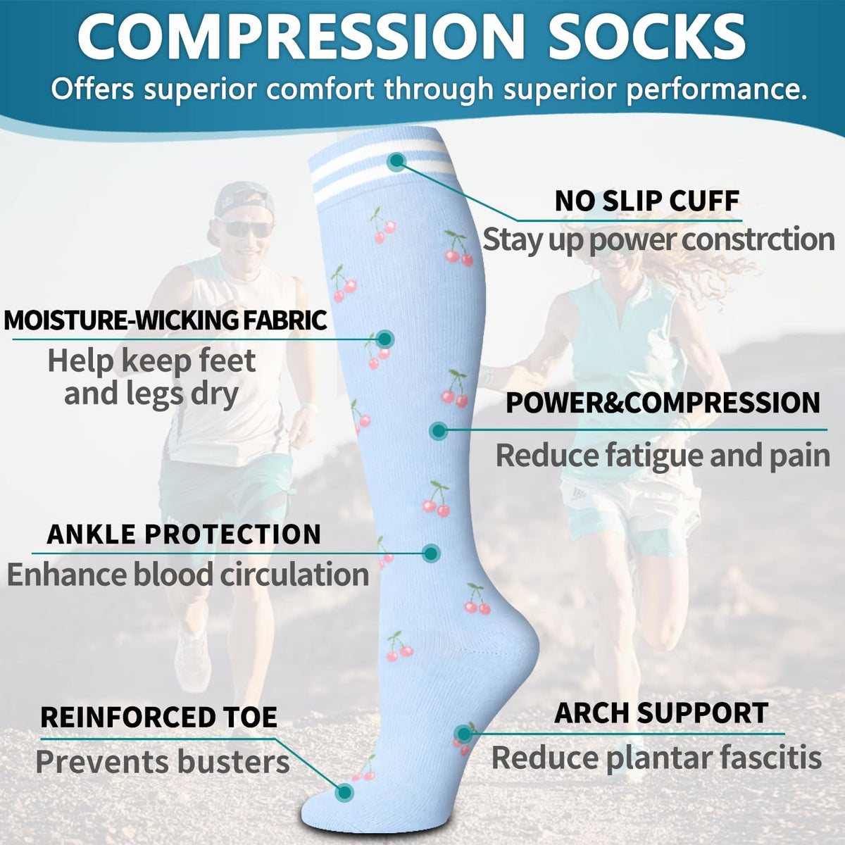 6 Pack Copper Compression Socks for Women and Men Circulation-Best Support for Medical,Running,Nursing,Athletic - Colors A