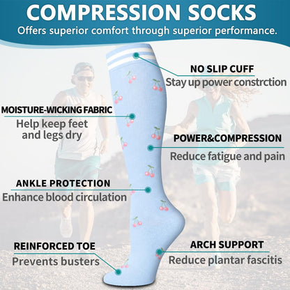 6 Pack Copper Compression Socks for Women and Men Circulation-Best Support for Medical,Running,Nursing,Athletic - Colors A
