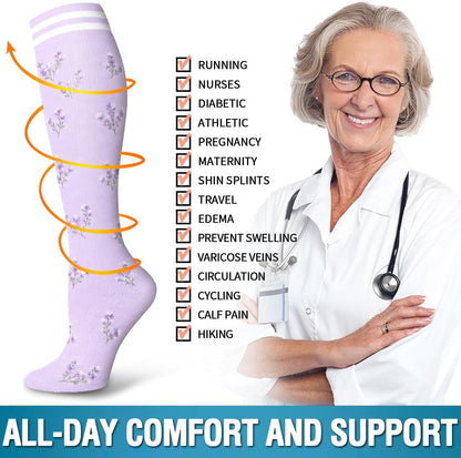 6 Pack Copper Compression Socks for Women and Men Circulation-Best Support for Medical,Running,Nursing,Athletic - Colors A