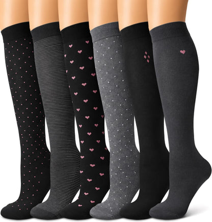 6 Pack Copper Compression Socks for Women and Men Circulation-Best Support for Medical,Running,Nursing,Athletic - Colors A