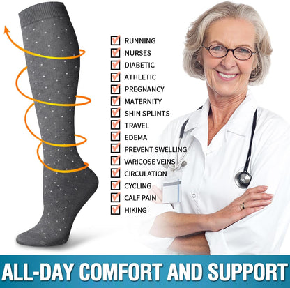 6 Pack Copper Compression Socks for Women and Men Circulation-Best Support for Medical,Running,Nursing,Athletic - Colors A