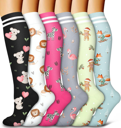 6 Pack Copper Compression Socks for Women and Men Circulation-Best Support for Medical,Running,Nursing,Athletic - Colors A