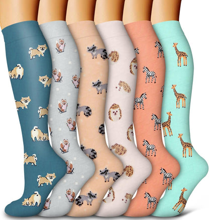 6 Pack Copper Compression Socks for Women and Men Circulation-Best Support for Medical,Running,Nursing,Athletic - Colors A