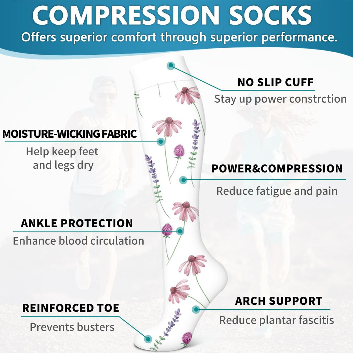 6 Pack Copper Compression Socks for Women and Men Circulation-Best Support for Medical,Running,Nursing,Athletic - Colors A