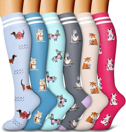 6 Pack Copper Compression Socks for Women and Men Circulation-Best Support for Medical,Running,Nursing,Athletic - Colors A
