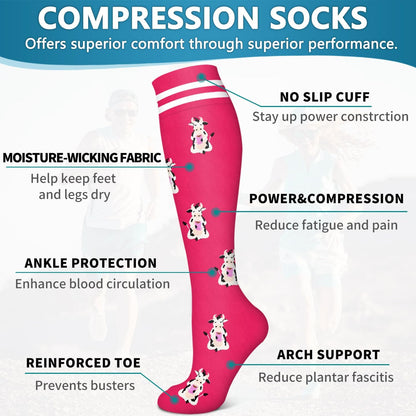 6 Pack Copper Compression Socks for Women and Men Circulation-Best Support for Medical,Running,Nursing,Athletic - Colors A