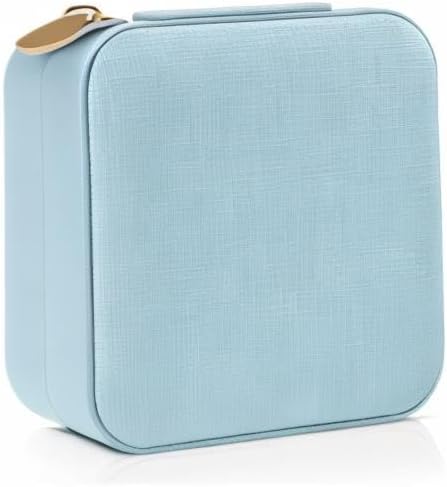Small Travel Jewelry Box Organizer Display Case for Girls Women Gift Rings Earrings Necklaces Storage, Blue