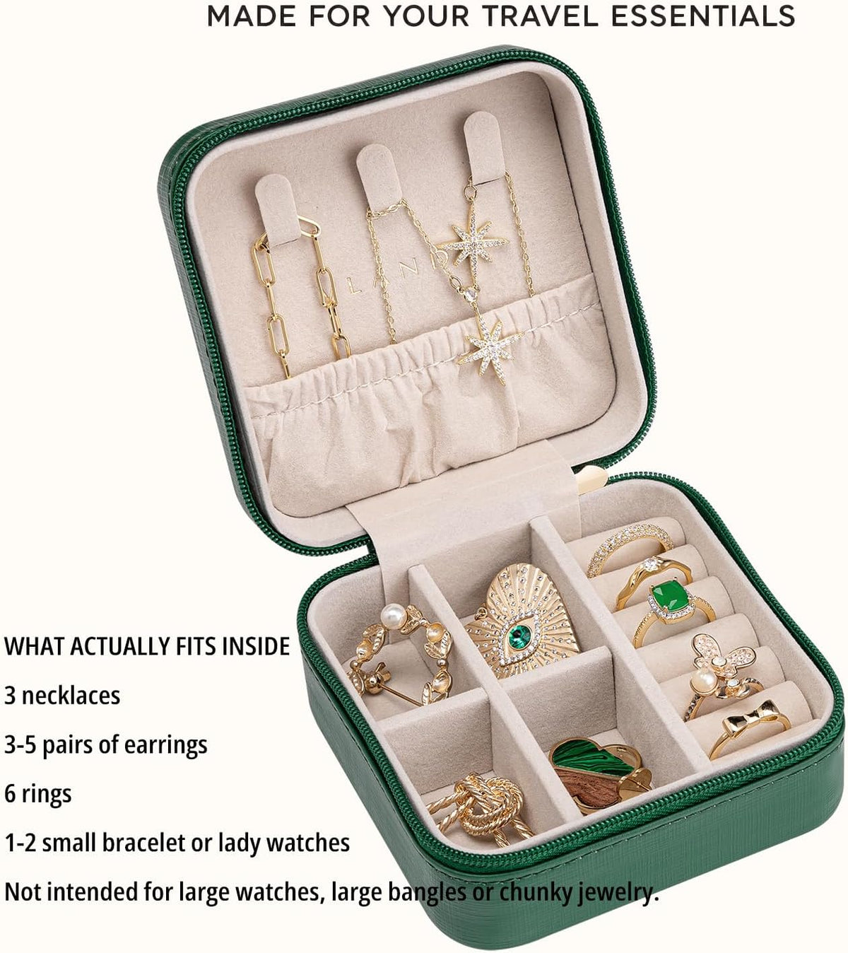Small Travel Jewelry Box Organizer Display Case for Girls Women Gift Rings Earrings Necklaces Storage, Blue