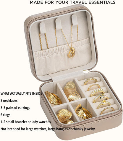 Small Travel Jewelry Box Organizer Display Case for Girls Women Gift Rings Earrings Necklaces Storage, Blue