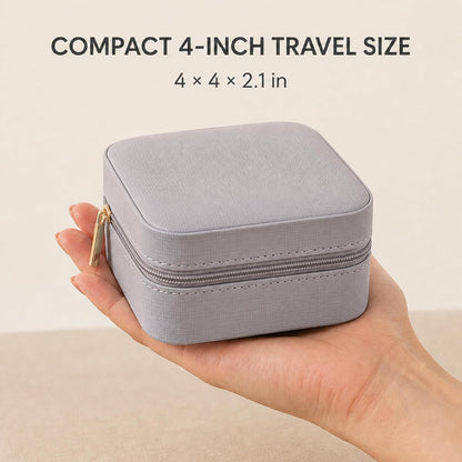 Small Travel Jewelry Box Organizer Display Case for Girls Women Gift Rings Earrings Necklaces Storage, Blue
