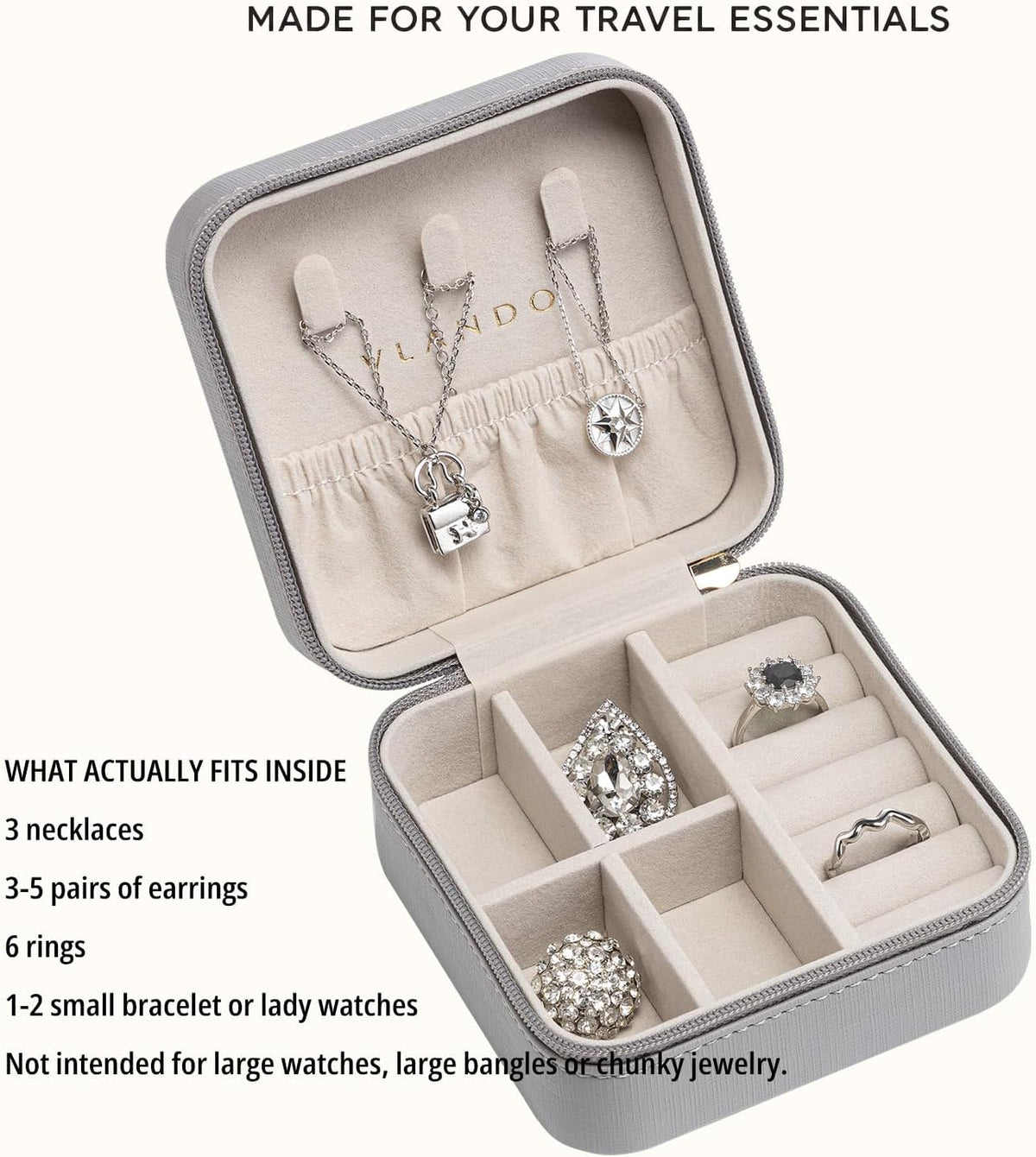 Small Travel Jewelry Box Organizer Display Case for Girls Women Gift Rings Earrings Necklaces Storage, Blue