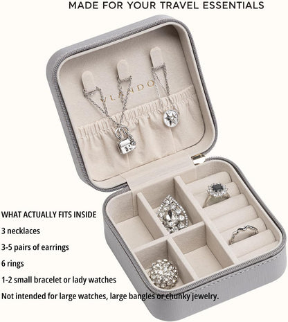 Small Travel Jewelry Box Organizer Display Case for Girls Women Gift Rings Earrings Necklaces Storage, Blue