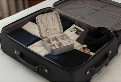 Small Travel Jewelry Box Organizer Display Case for Girls Women Gift Rings Earrings Necklaces Storage, Blue