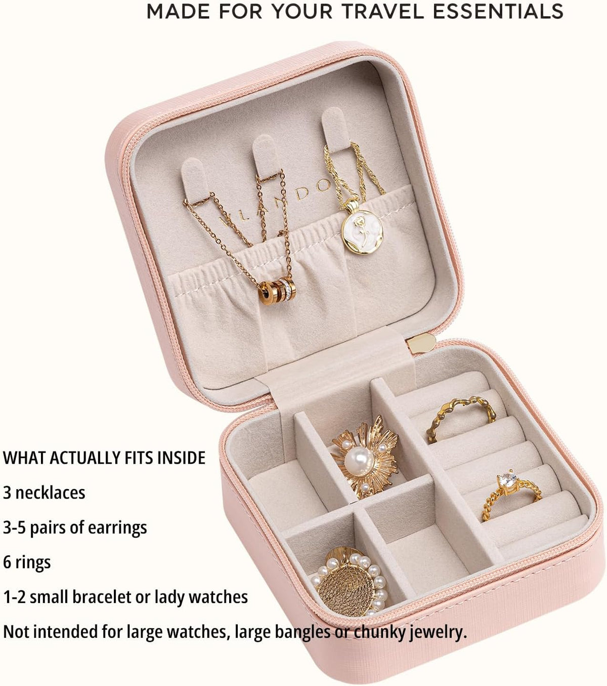 Small Travel Jewelry Box Organizer Display Case for Girls Women Gift Rings Earrings Necklaces Storage, Blue