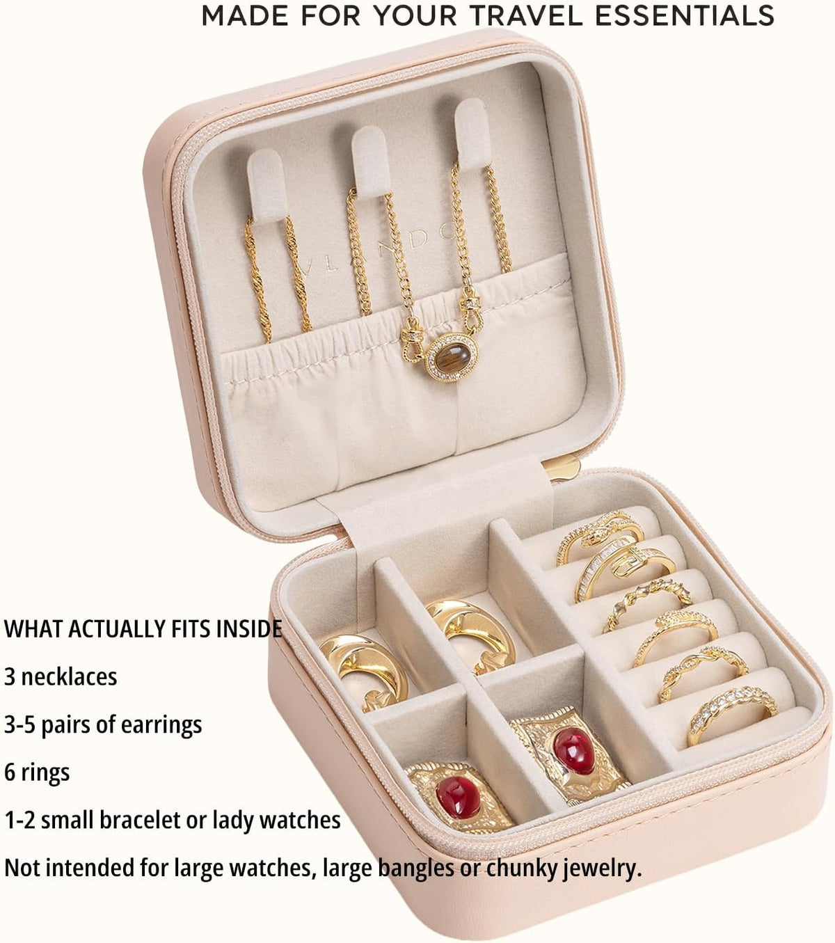Small Travel Jewelry Box Organizer Display Case for Girls Women Gift Rings Earrings Necklaces Storage, Blue