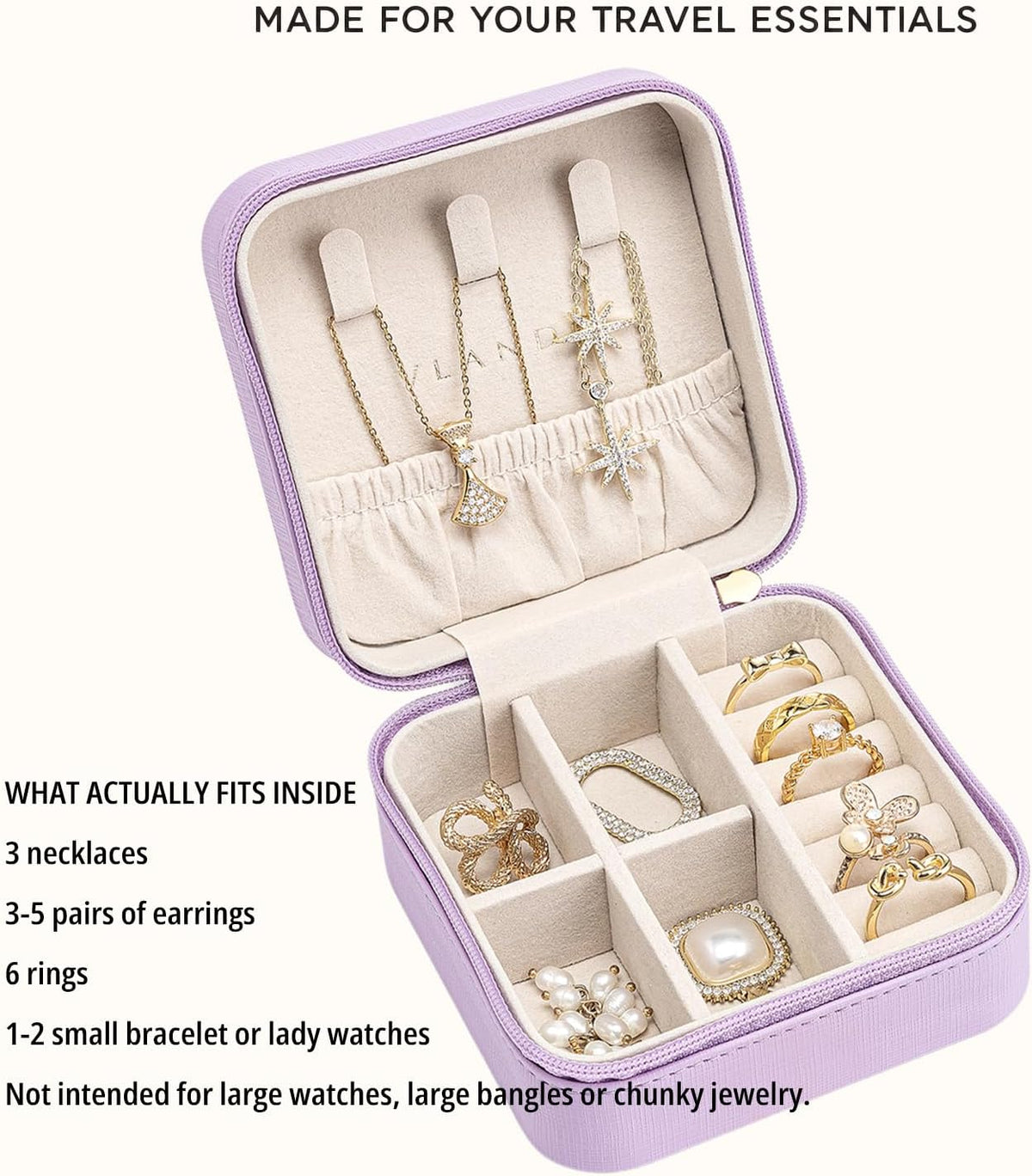 Small Travel Jewelry Box Organizer Display Case for Girls Women Gift Rings Earrings Necklaces Storage, Blue