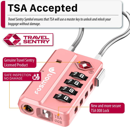 TSA Approved Cable Luggage Locks, 4 Digit Combination