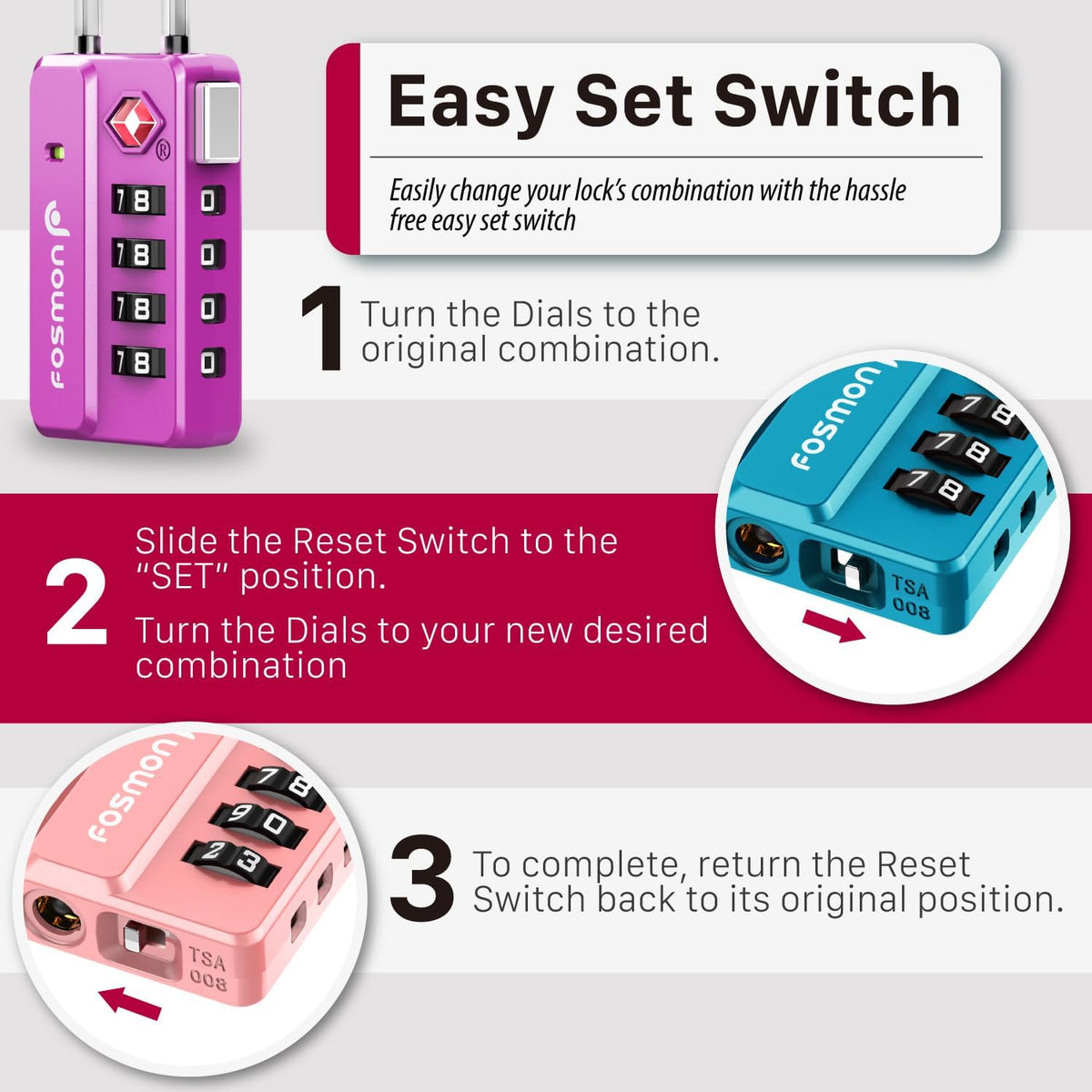 TSA Approved Cable Luggage Locks, 4 Digit Combination