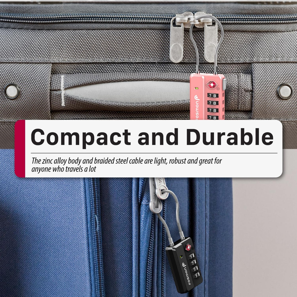 TSA Approved Cable Luggage Locks, 4 Digit Combination