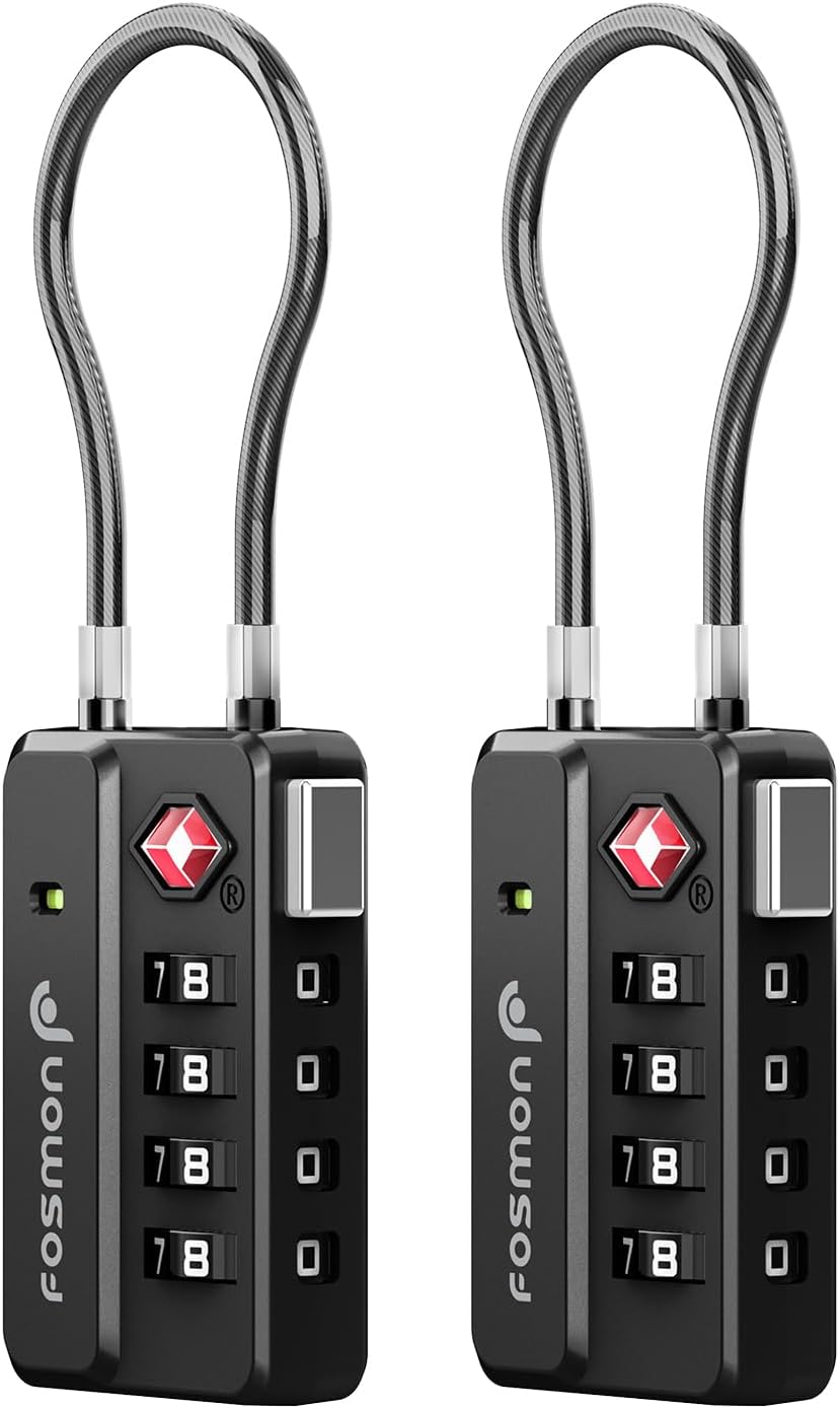 TSA Approved Cable Luggage Locks, 4 Digit Combination