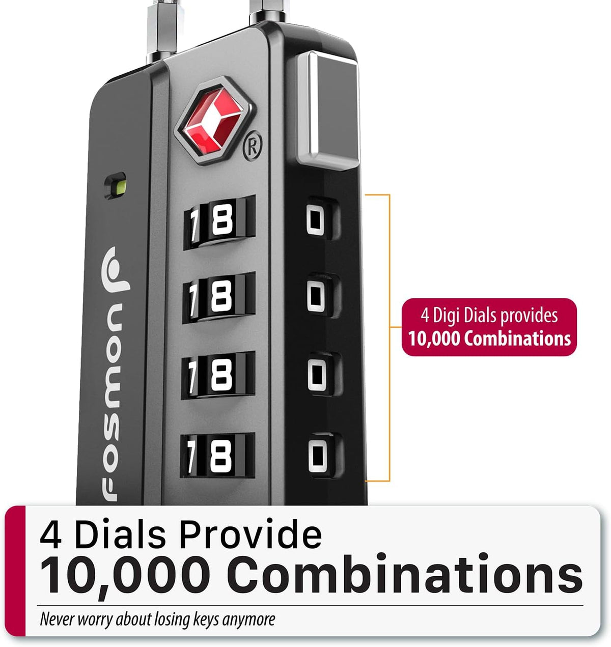 TSA Approved Cable Luggage Locks, 4 Digit Combination