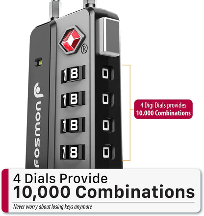 TSA Approved Cable Luggage Locks, 4 Digit Combination