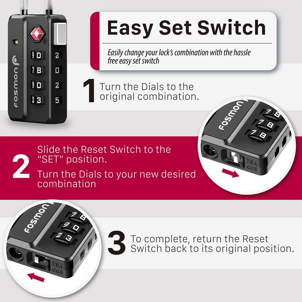 TSA Approved Cable Luggage Locks, 4 Digit Combination