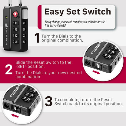 TSA Approved Cable Luggage Locks, 4 Digit Combination