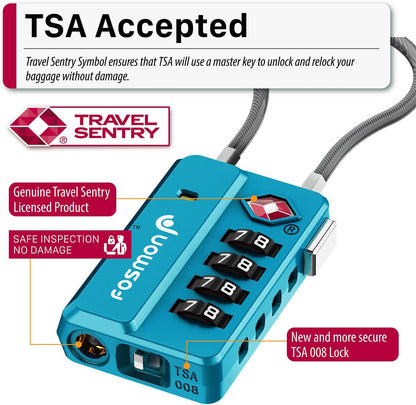 TSA Approved Cable Luggage Locks, 4 Digit Combination