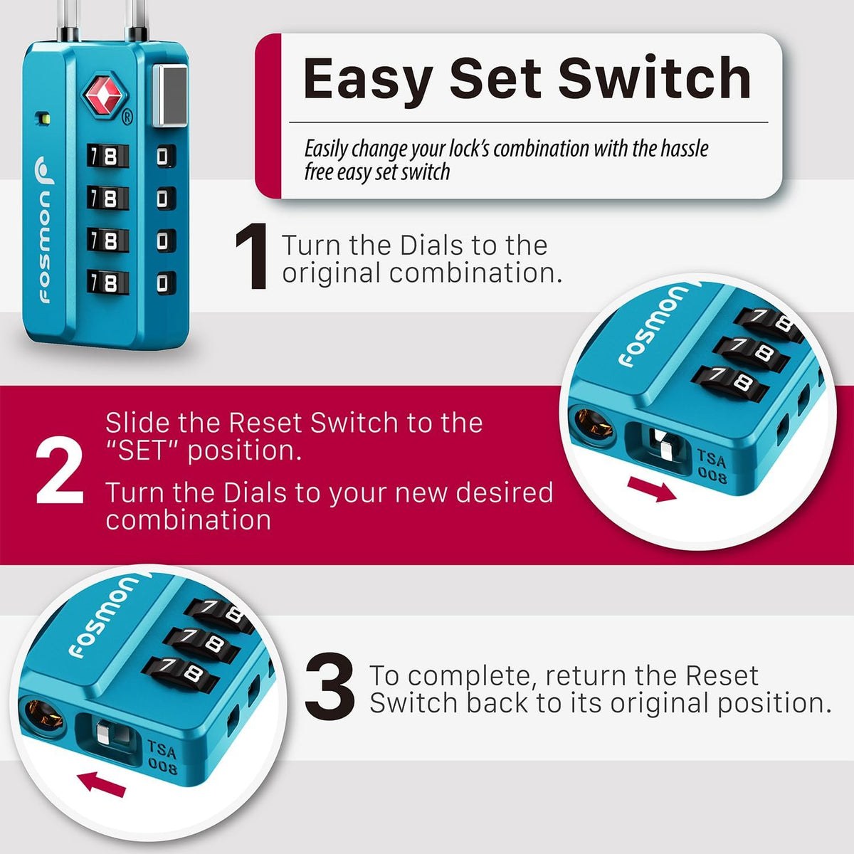 TSA Approved Cable Luggage Locks, 4 Digit Combination