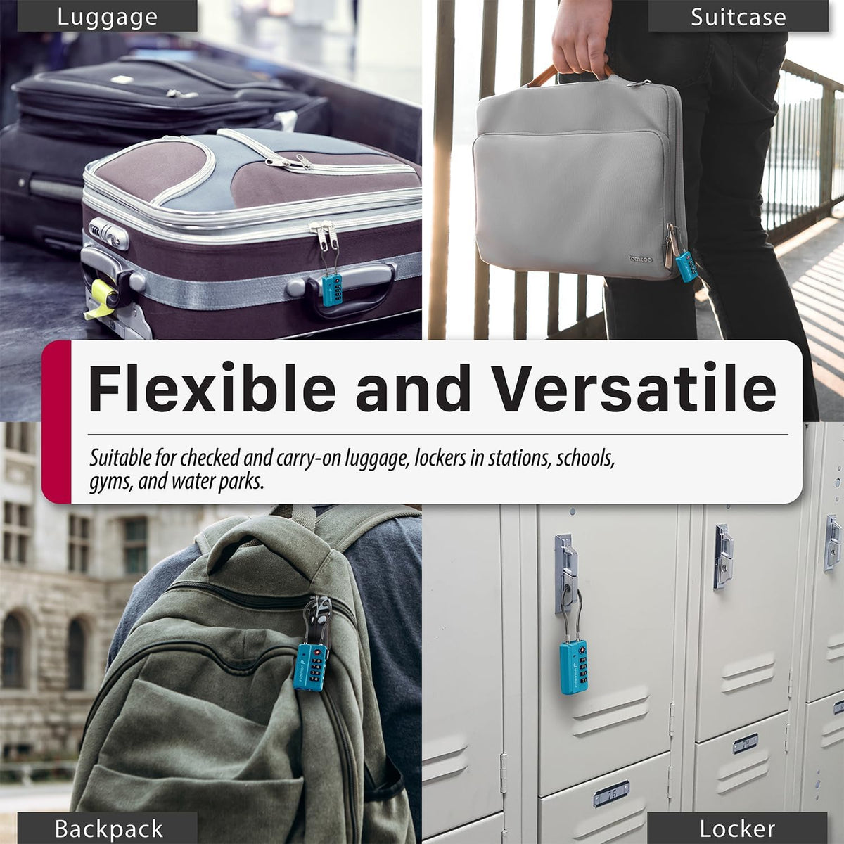 TSA Approved Cable Luggage Locks, 4 Digit Combination