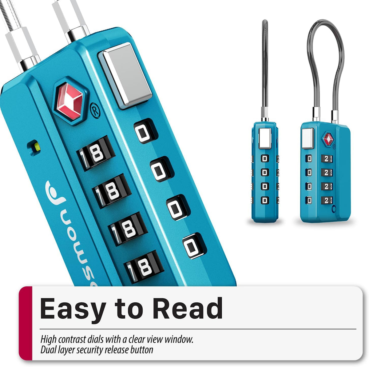 TSA Approved Cable Luggage Locks, 4 Digit Combination
