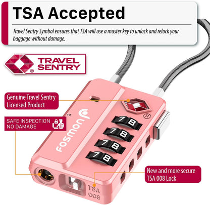 TSA Approved Cable Luggage Locks, 4 Digit Combination