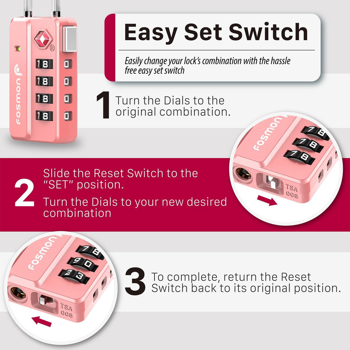 TSA Approved Cable Luggage Locks, 4 Digit Combination
