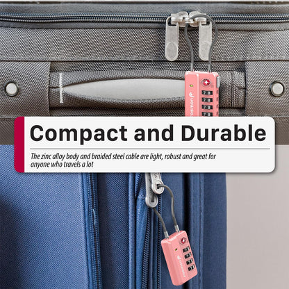 TSA Approved Cable Luggage Locks, 4 Digit Combination