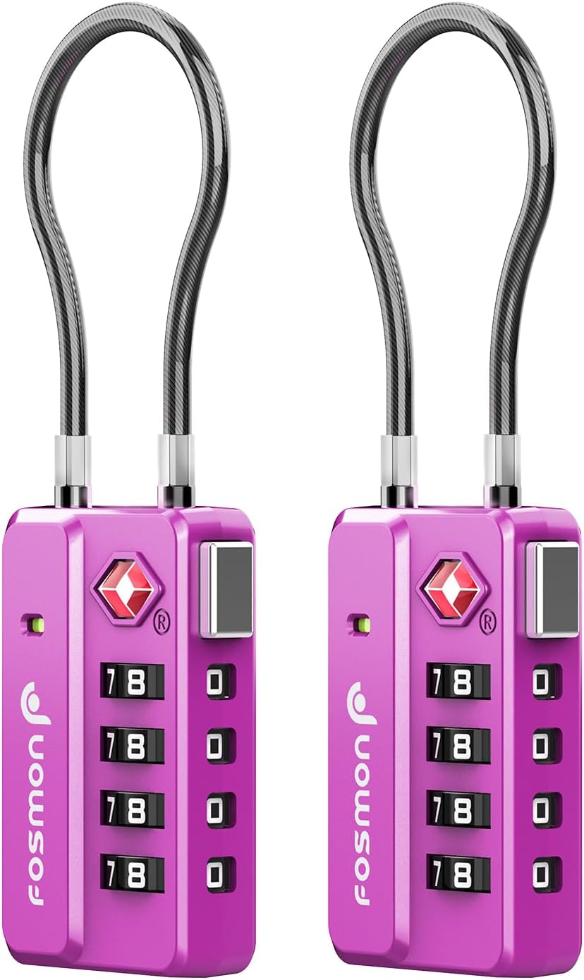 TSA Approved Cable Luggage Locks, 4 Digit Combination