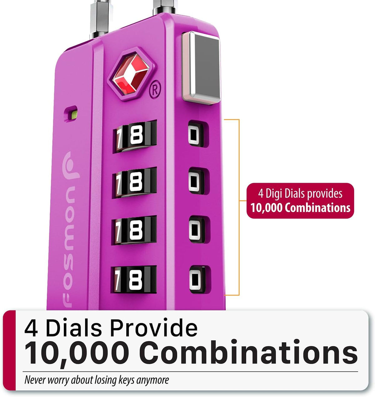 TSA Approved Cable Luggage Locks, 4 Digit Combination