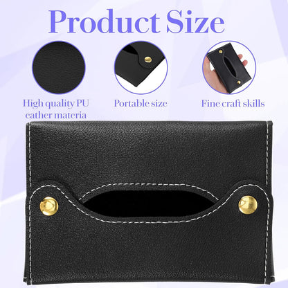 Pocket Tissues Holder, Tissue Holder for Purse, Soft Tissue Box, Reusable Tissues Pouch, Paper Box Bag for Face Towels, Paper Towel Pu Leather Case Suitable for Household and Work Use (Purple)