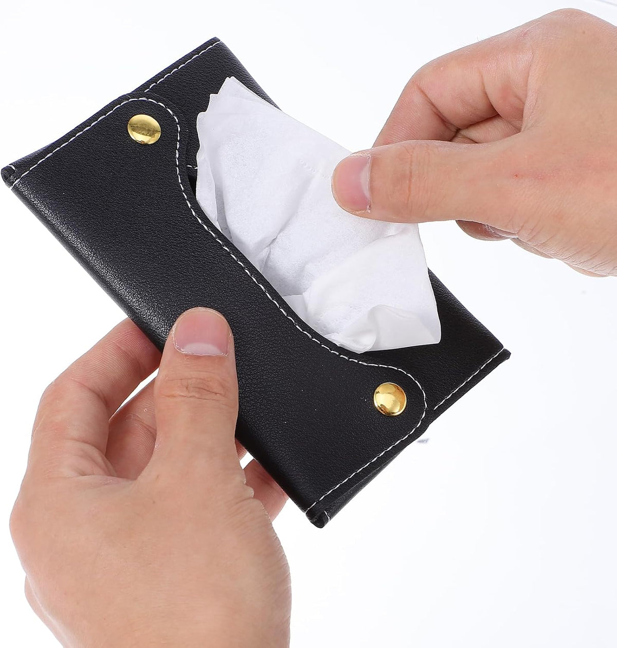 Pocket Tissues Holder, Tissue Holder for Purse, Soft Tissue Box, Reusable Tissues Pouch, Paper Box Bag for Face Towels, Paper Towel Pu Leather Case Suitable for Household and Work Use (Purple)