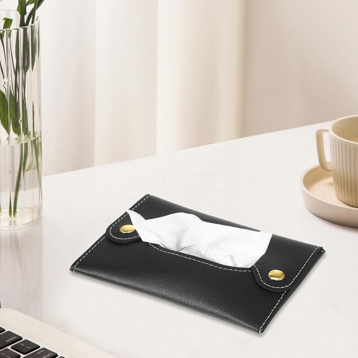 Pocket Tissues Holder, Tissue Holder for Purse, Soft Tissue Box, Reusable Tissues Pouch, Paper Box Bag for Face Towels, Paper Towel Pu Leather Case Suitable for Household and Work Use (Purple)