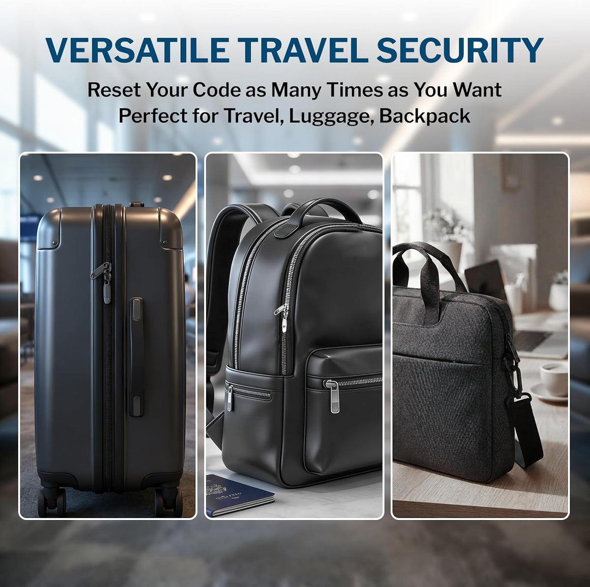 Open Alert TSA Approved Luggage Locks - 3 Digit Combination, Easy Read Dials, Zinc Alloy Body (Black 4 Locks)