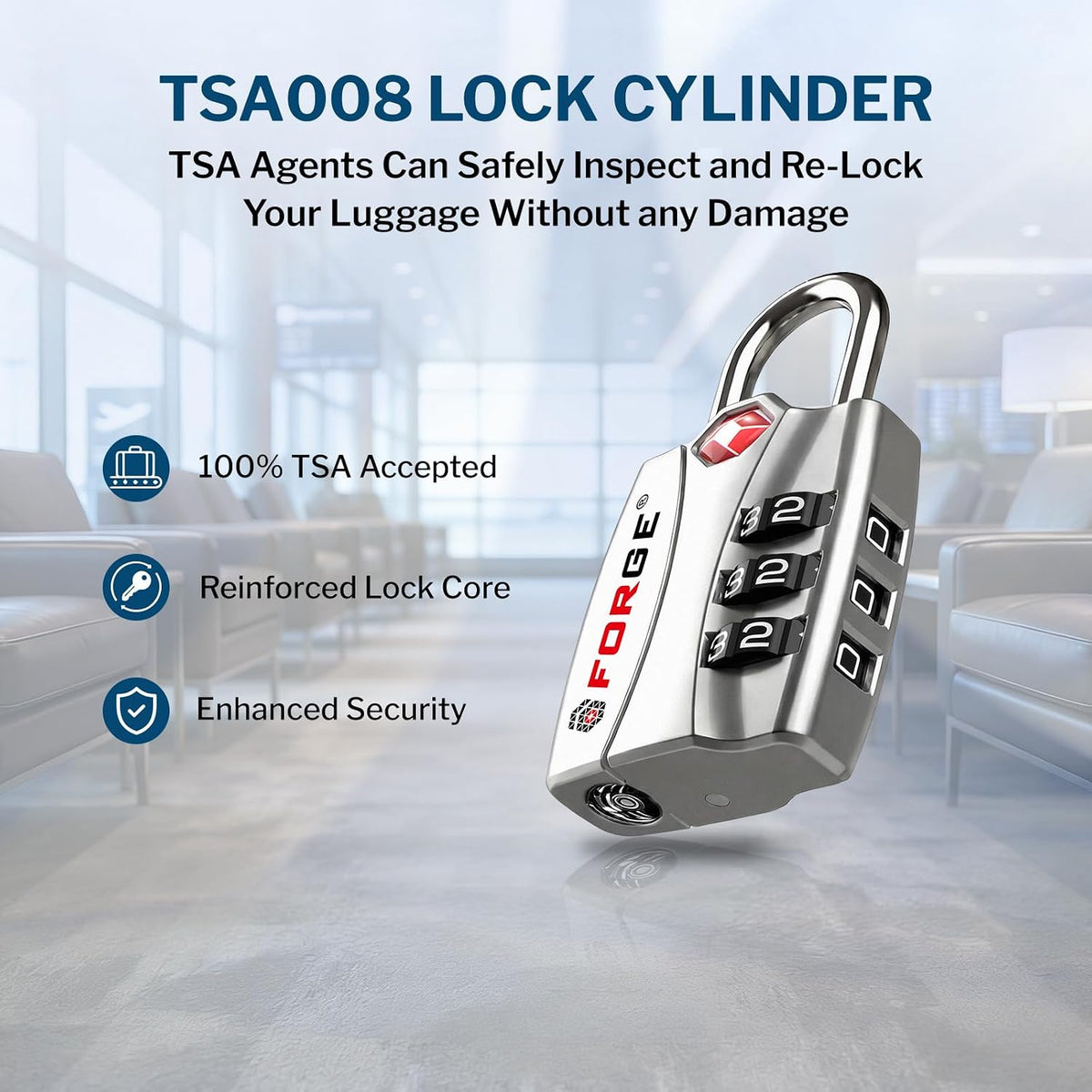 Open Alert TSA Approved Luggage Locks - 3 Digit Combination, Easy Read Dials, Zinc Alloy Body (Black 4 Locks)