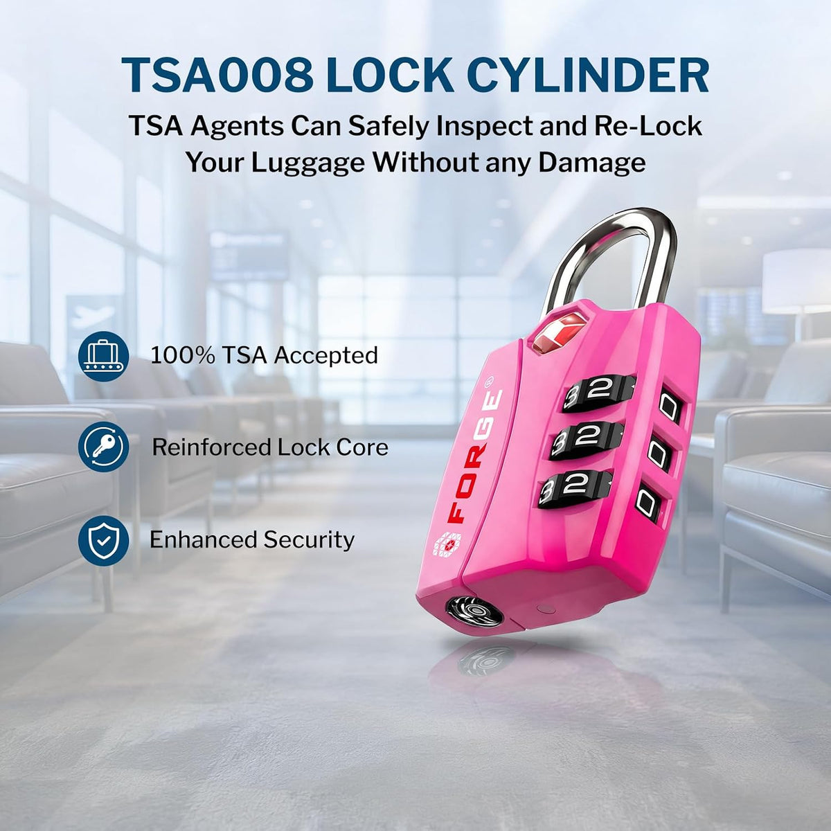 Open Alert TSA Approved Luggage Locks - 3 Digit Combination, Easy Read Dials, Zinc Alloy Body (Black 4 Locks)