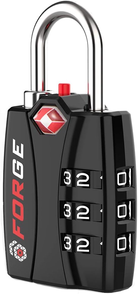 Open Alert TSA Approved Luggage Locks - 3 Digit Combination, Easy Read Dials, Zinc Alloy Body (Black 4 Locks)