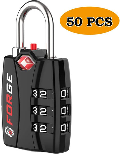 Open Alert TSA Approved Luggage Locks - 3 Digit Combination, Easy Read Dials, Zinc Alloy Body (Black 4 Locks)