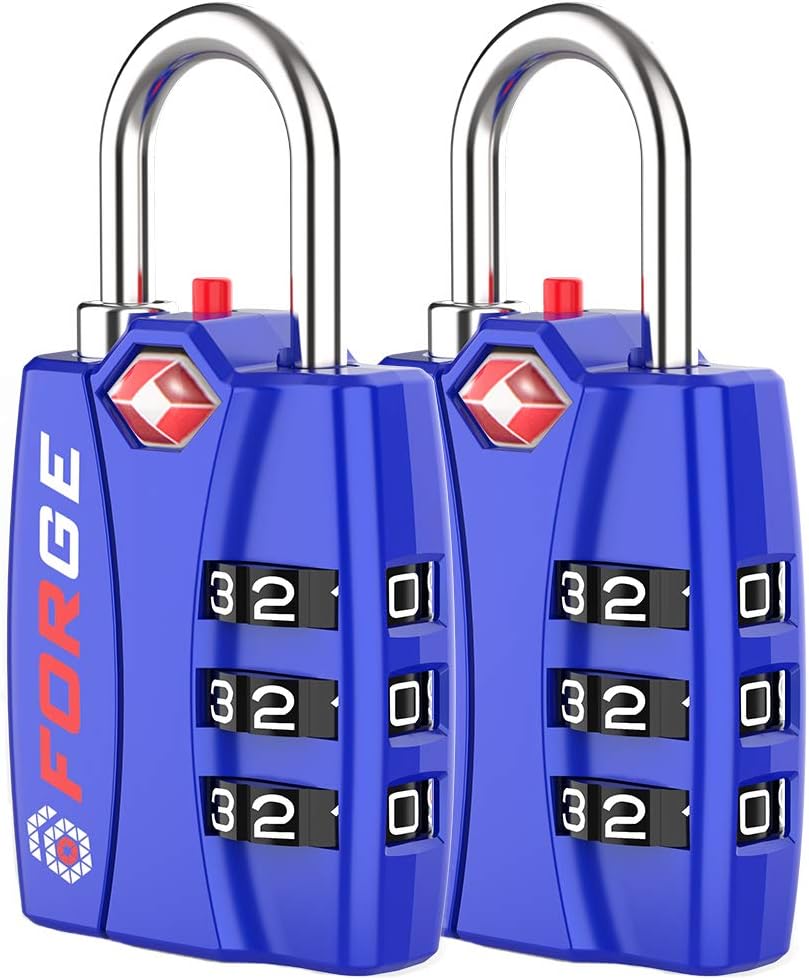 Open Alert TSA Approved Luggage Locks - 3 Digit Combination, Easy Read Dials, Zinc Alloy Body (Black 4 Locks)