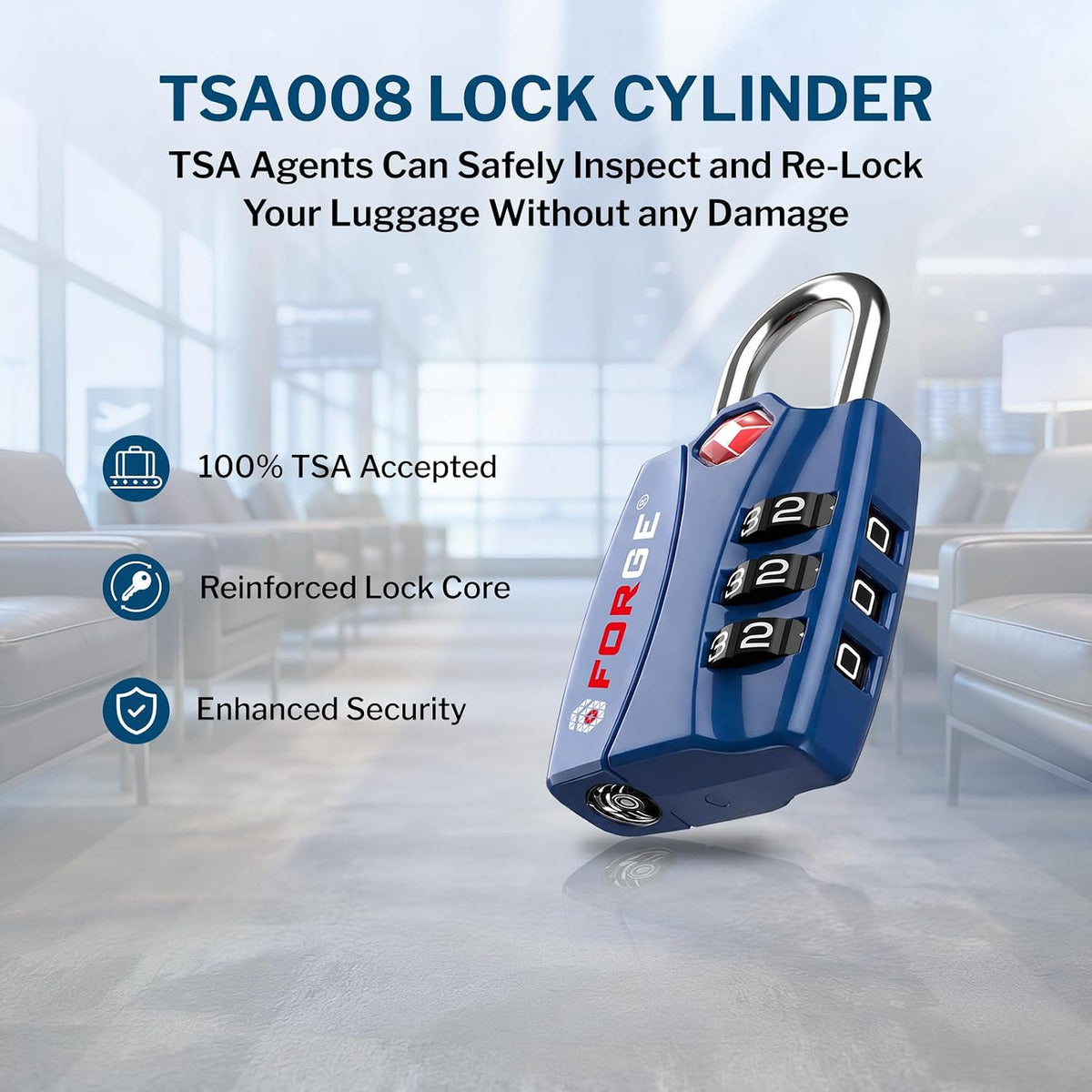 Open Alert TSA Approved Luggage Locks - 3 Digit Combination, Easy Read Dials, Zinc Alloy Body (Black 4 Locks)