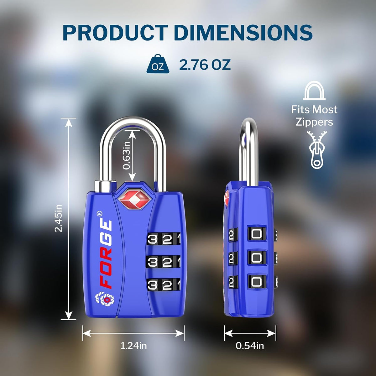 Open Alert TSA Approved Luggage Locks - 3 Digit Combination, Easy Read Dials, Zinc Alloy Body (Black 4 Locks)