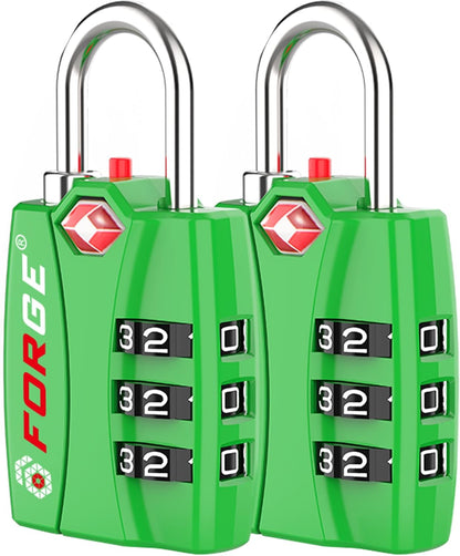 Open Alert TSA Approved Luggage Locks - 3 Digit Combination, Easy Read Dials, Zinc Alloy Body (Black 4 Locks)