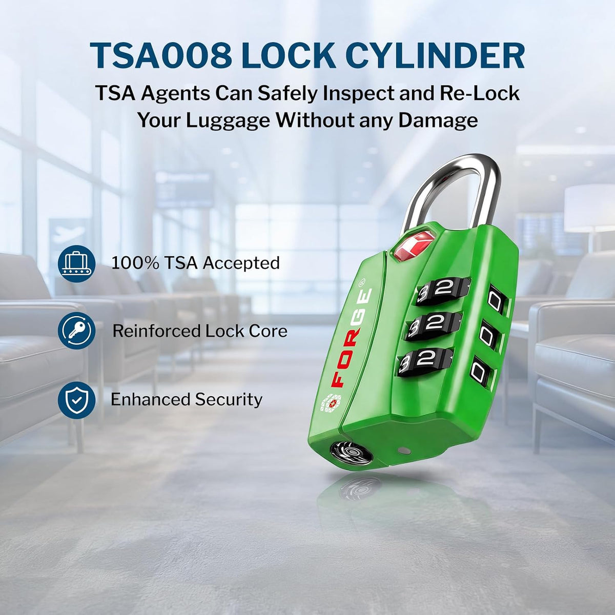 Open Alert TSA Approved Luggage Locks - 3 Digit Combination, Easy Read Dials, Zinc Alloy Body (Black 4 Locks)